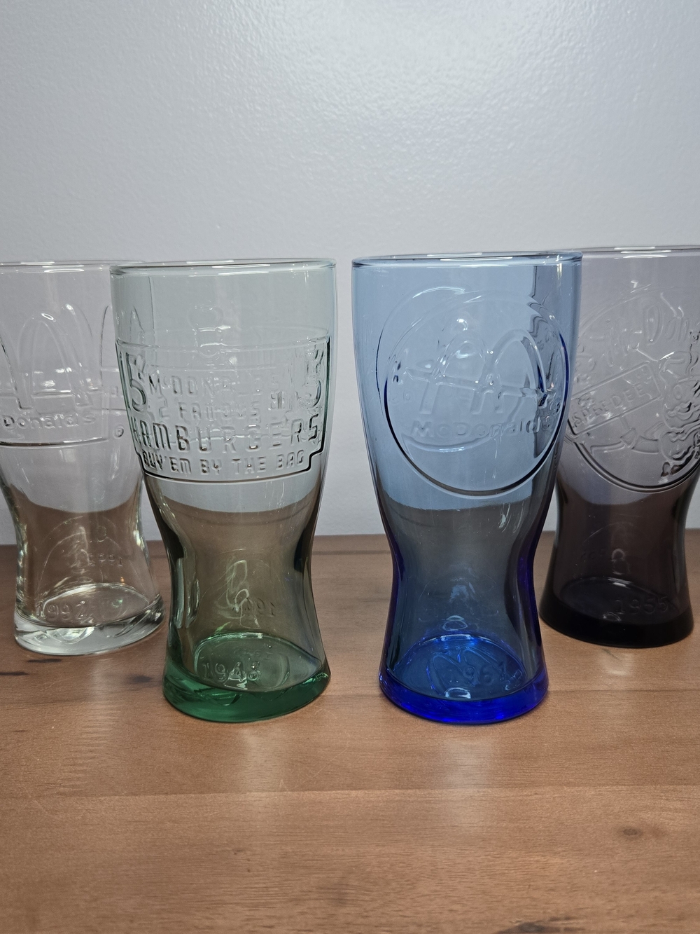 McDonald's Coca-Cola Retro "Through the Years" 4 glass set green blue Purple